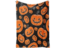 Manta Syjym Halloween com Estampa Digital de Abóbora e Lanterna em Flanela para Cochilar Ou Relaxar Ambiente a