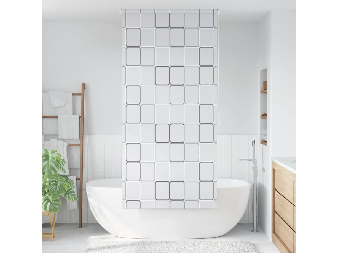 Vidaxl Estore De Rolo Para O Duche 80x240 Cm Quadrados