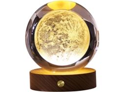 Luminária Noturna Em Formato De Bola Cristal 3d, Luz Suave Com Base