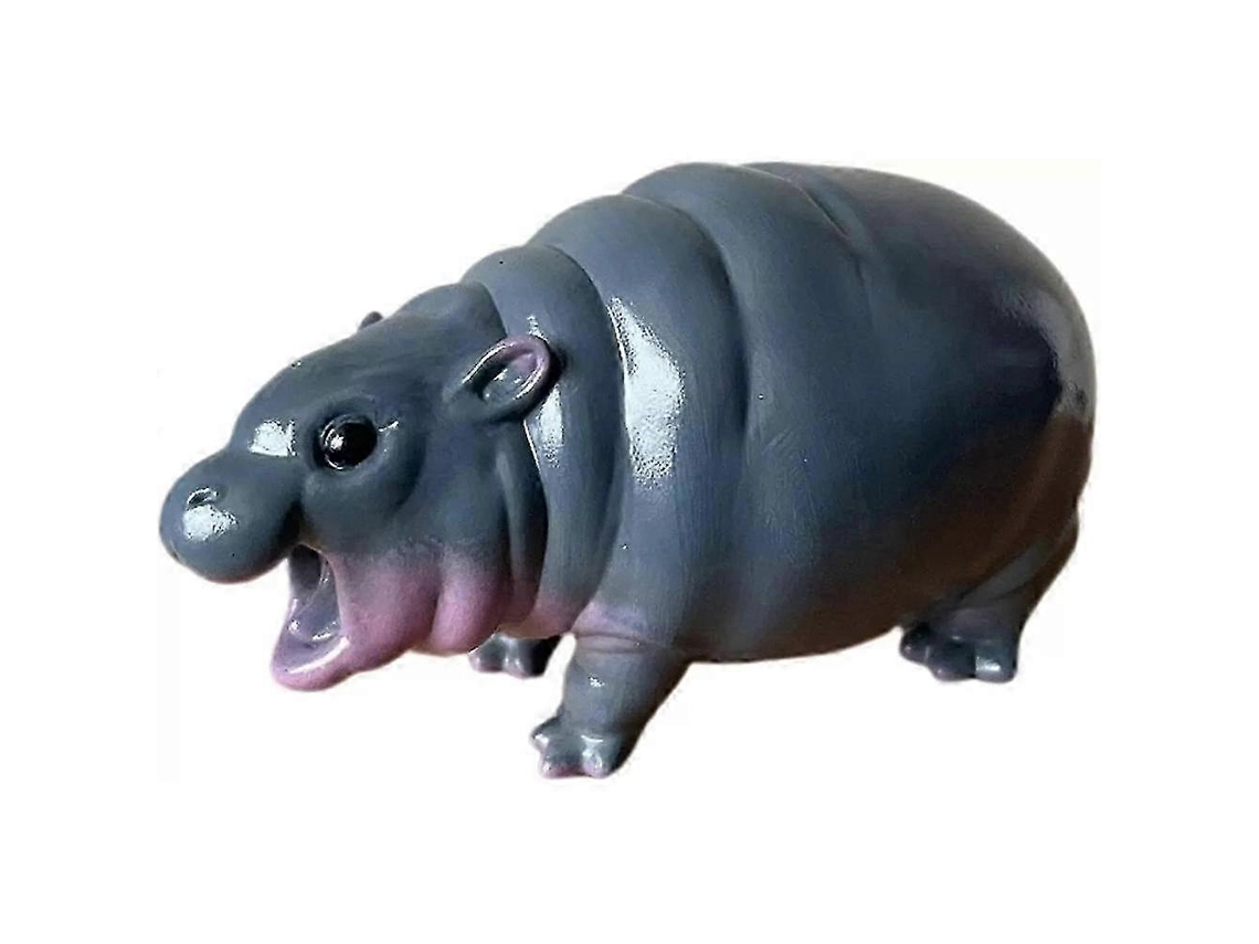 Brinquedo Moo Deng, Hipopótamo Moo Deng, Estátua de Hipopótamo Pigmeu Saltitante, Estatueta de Hipopótamo em Resina BRILVIBERA