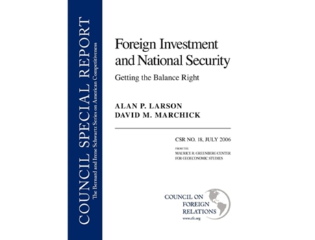 Livro Foreign Investment And National Security De Alan P Larson (inglês)