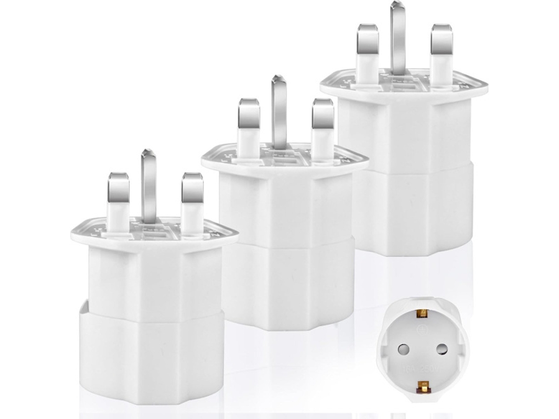 3x Adaptador De Tomadas Tipo G Para Reino Unido(escócia, Malta, Singapura E Malásia) 13a Sekrkontakt 3250w Branco