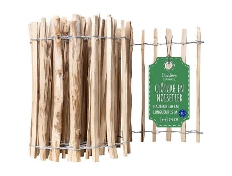 Cerca De Jardim Creative Home Madeira De Avelã Altura 50 Cm Comprimento 5 M Espaçamento 7 9 Cm