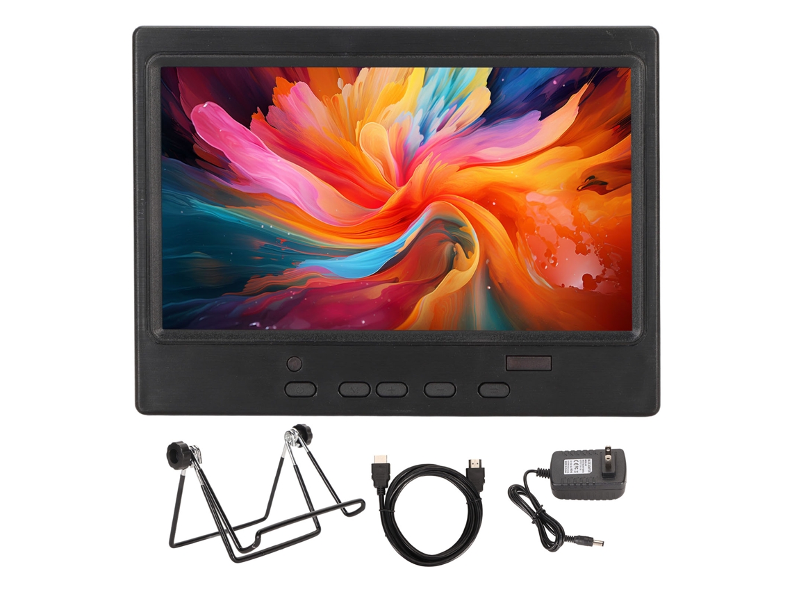 Monitor portátil 7 polegadas 1024x600 com HDMI, VGA, AV, suporte para PC, carro, plugue US com Marca
