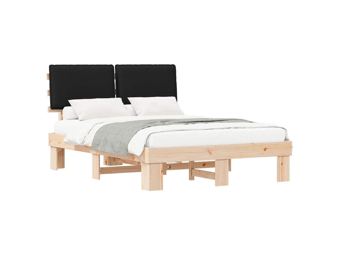 Estrutura de Cama com Cabeceira Estofada em Preto MAISON EXCLUSIVE (160x200 cm)