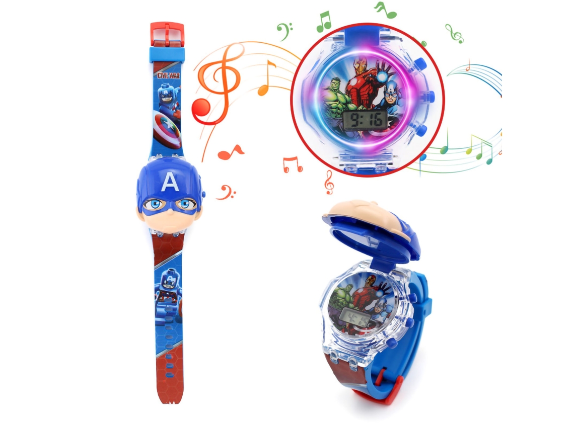 Relógio Brinquedo Infantil Digital com Luz e Música Personagens Animados Plástico Type H