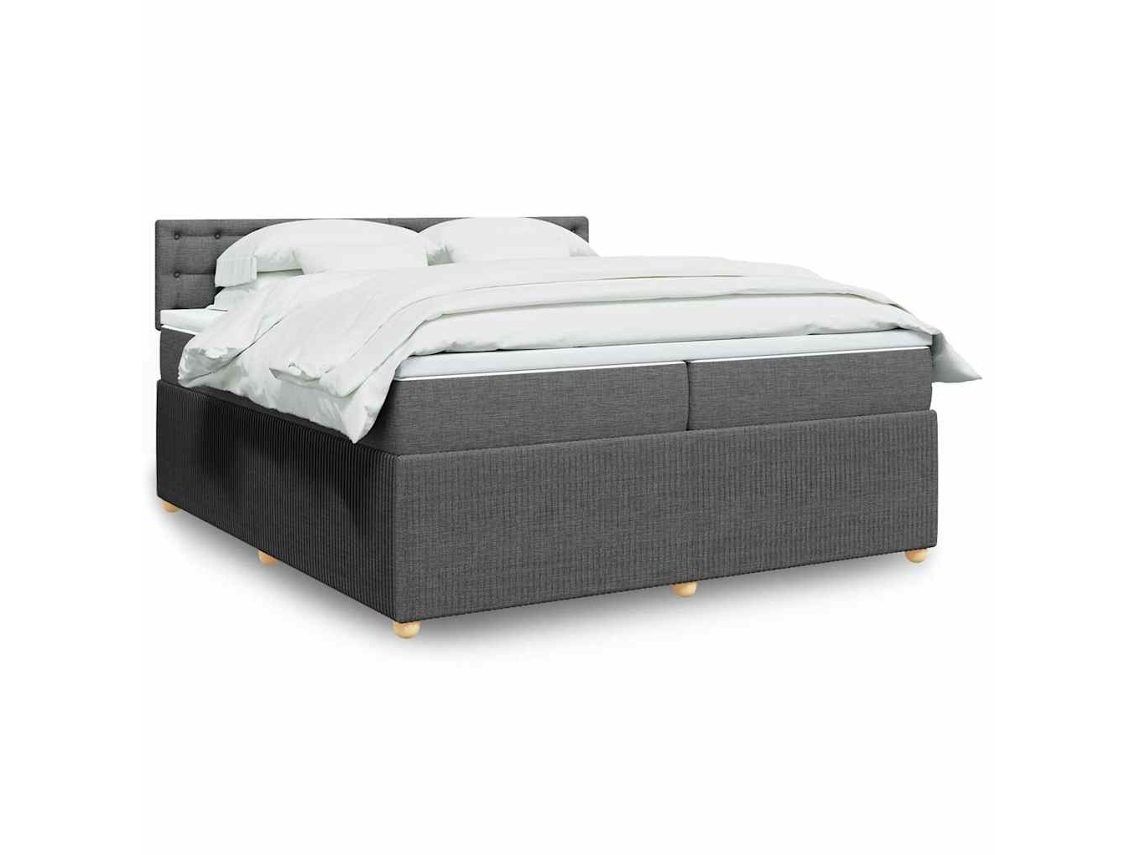 Vidaxl Cama Com Molas/colchão 200x200 Cm Tecido Cinzento-escuro