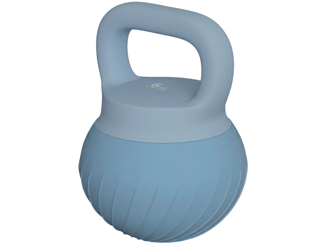 Kettlebell De 6 Kg Preenchido Com Areia Metálica E Cabo Antiderrapante Para Treinamento: 27x20x20 Cm Azul Claro - Prático, Design Moderno