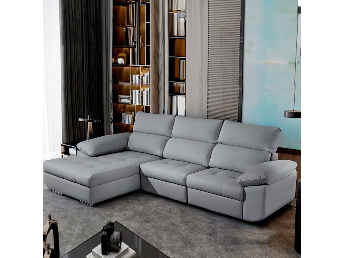 Sofá Chaise Longue OXFORD - Direito - Cinza (290X180 cm)