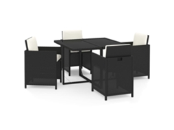 Maison Exclusive - 5 Pcs Conjunto De Jantar P/ Jardim C/ Almofadões Vime Pe Preto