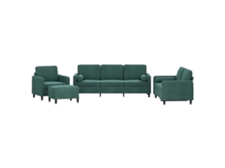 Conjunto de Sofás MAISON EXCLUSIVE 4 Pcs com Almofadas em Veludo Verde escuro