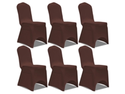 Vidaxl Capa Extensível Para Cadeira 6 Pcs Castanho