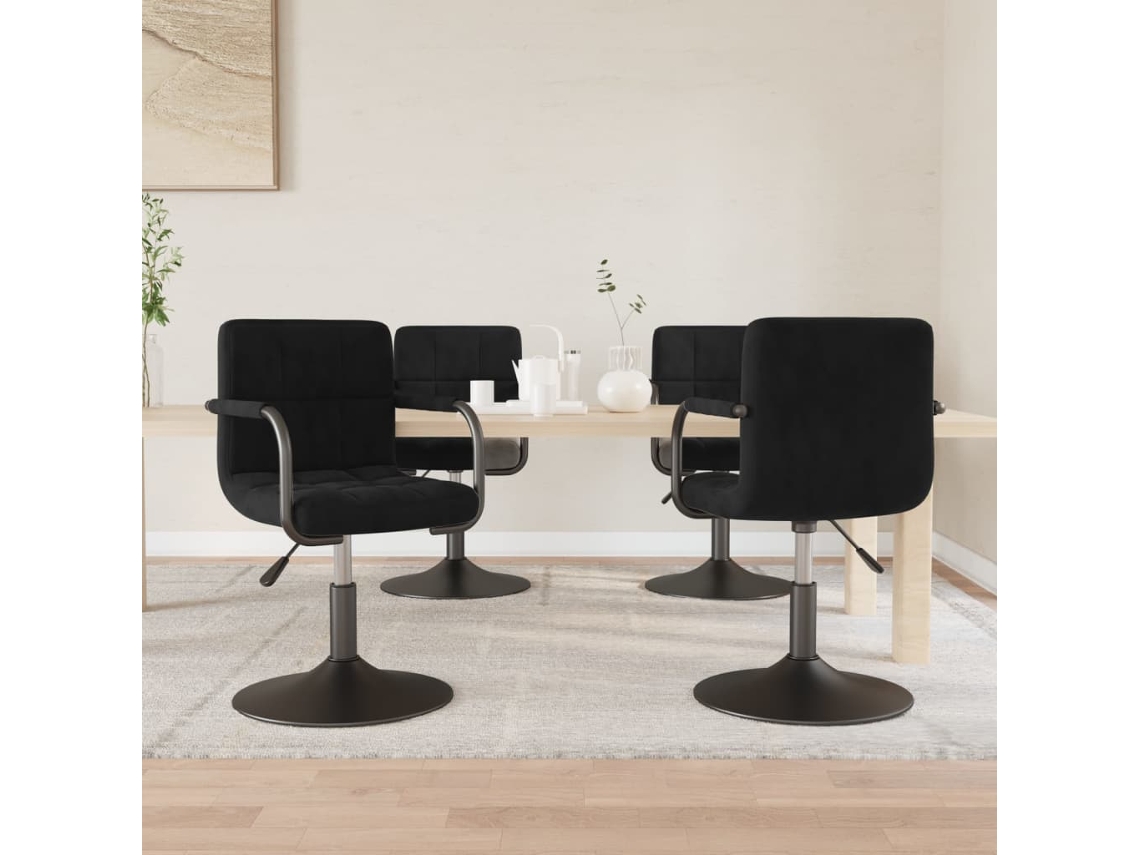 Vidaxl Cadeiras De Jantar Giratórias 4 Pcs Veludo Preto