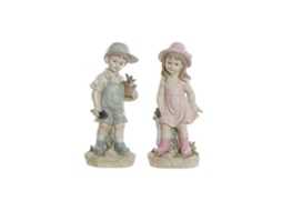 Peça Decorativa DKD HOME DECOR Blue Pink Resin Children (18x15x41 cm - 2 Pcs)