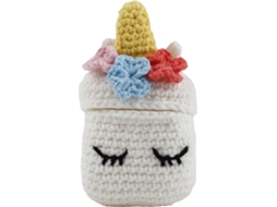 Capa AirPods FUNNY Crochet Unicórnio Branco
