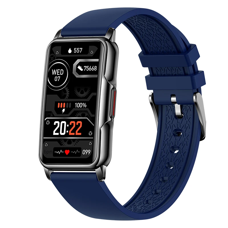 (pulseira De Silicone Azul) Smartwatch Com Tela Sensível Ao Toque De 1,47 Polegadas E Monitoramento De Saúde.