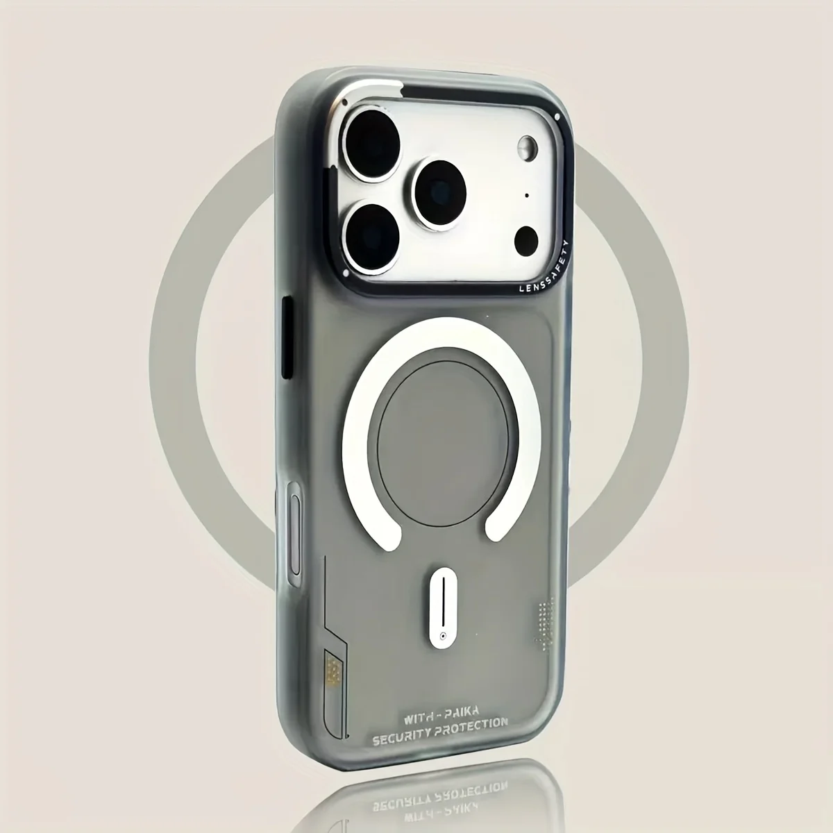Capa Magnética Semitransparente Jateada Para Iphone 16 Pro (cinza), Proteção Para Lente E Resistente A Impactos.