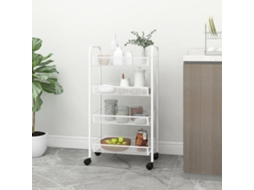 Vidaxl Carrinho De Cozinha Com 4 Prateleiras Ferro 46x26x85 Cm Branco