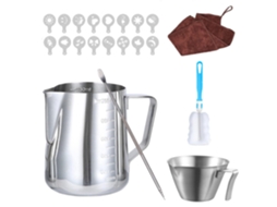 Espumador De Leite De Aço 550 Ml, Conjunto De Seis Xícaras Graduadas Para Latte Art Aquaforge
