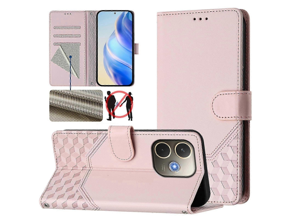 25-26 Honeycomb Embossing Rfid Leather Phone Case