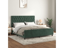 Estrutura De Cama Sem Colchão 160x200 Cm Veludo Verde-escuro