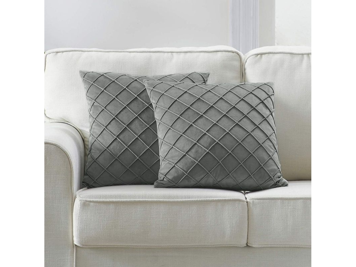 2026 funda de Almohada Cinza, 18x18 Polegadas Decorativa para Sofá Cama, com Fecho de Zíper Pacote de 2