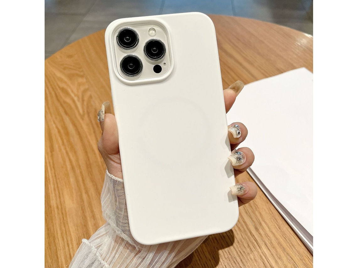 Capa Para Iphone 17 Em Silicone Magnético Líquido Branco Puro À Prova De Choque.