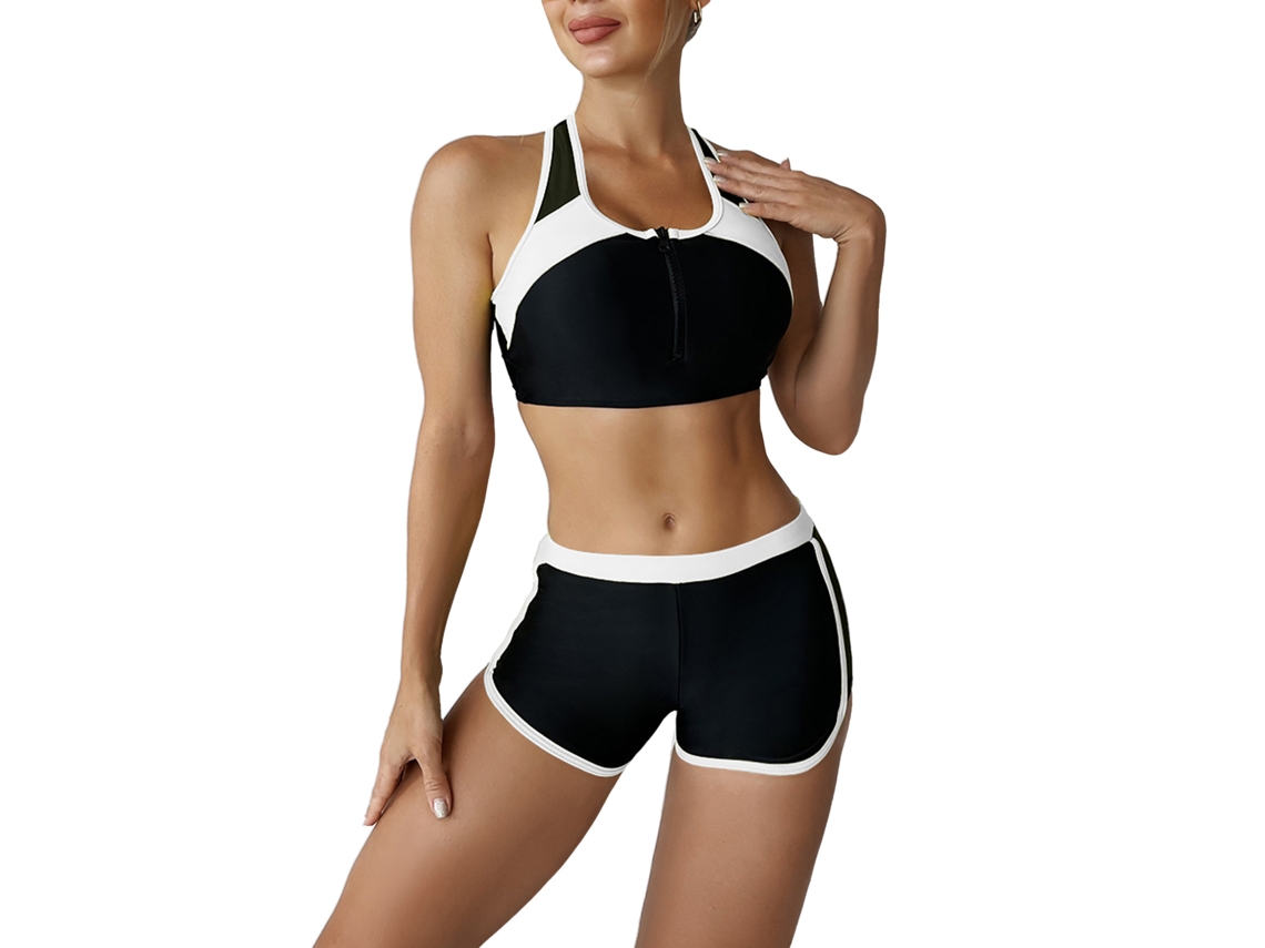Bikini Feminino 2 Peças com Zíper Frontal Branco Tamanho XXL