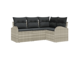 Conjunto 4 Sofá De Jardim Vidaxl Cinzento-claro Vime Pe (179 X 124 X 85 Cm)