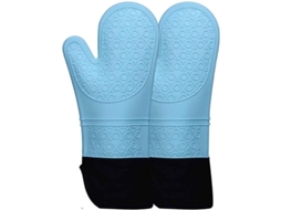 Rebe luvas de Forno de Silicone Resistentes Ao Calor, Comprimento 37 Cm, Antiderrapantes, Laváveis, Azuis, 1 Par