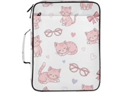 Pasta Expansível Fofa Com Estampa De Gatinho Rosa E Fichário Removível 3 Argolas Organizador Resistente À Prova D Água