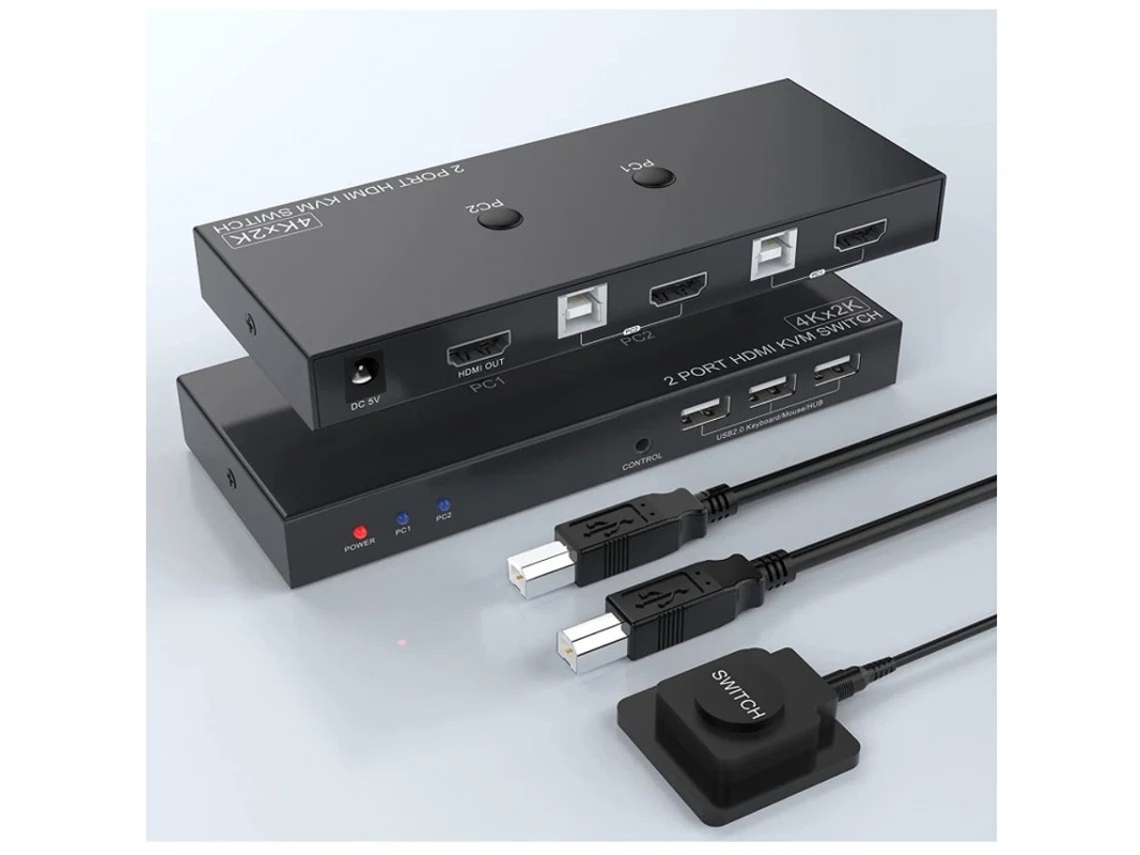 Adaptador Hdmi Kvm Switch Box 2 Portas Bestvite Preto