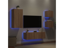 Vidaxl 4 Pcs Móveis De Parede Para Tv Com Luzes Led Carvalho Sonoma