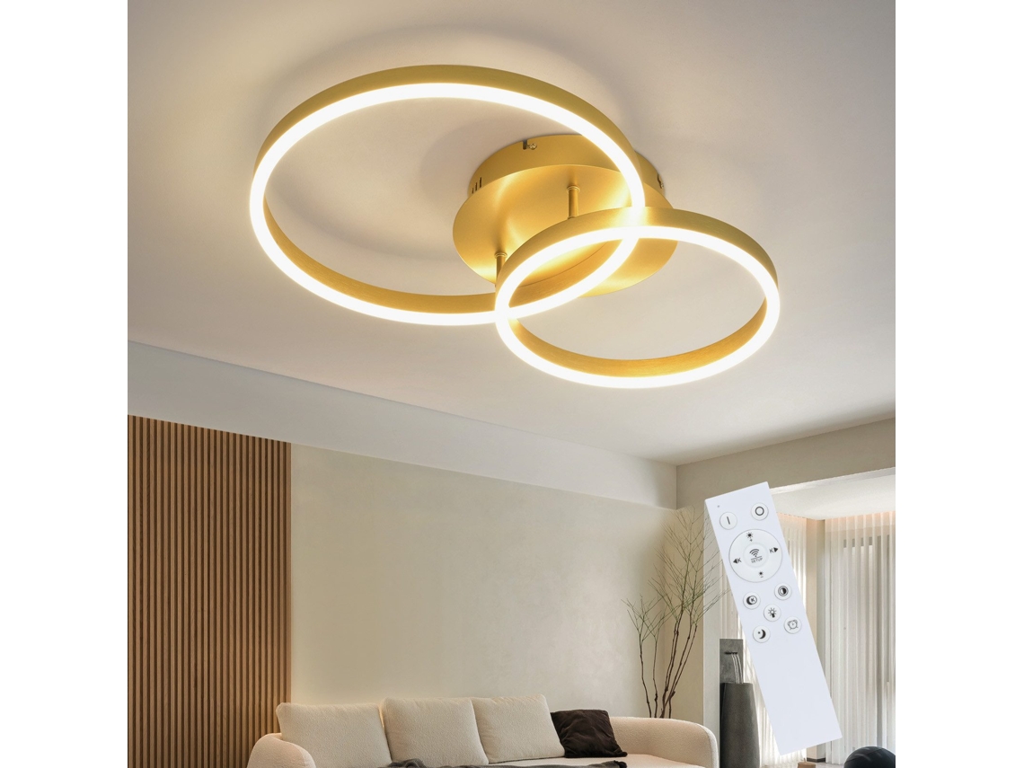 Nettlife Candeeiro De Teto Led 46 W Preta Com 2 Anéis Regulável Design Moderno Para Sala De Estar E Quarto
