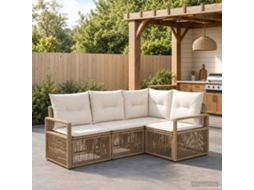 Vidaxl Conjunto De Sofá De Jardim 4 Unid. Bege Vime Pe