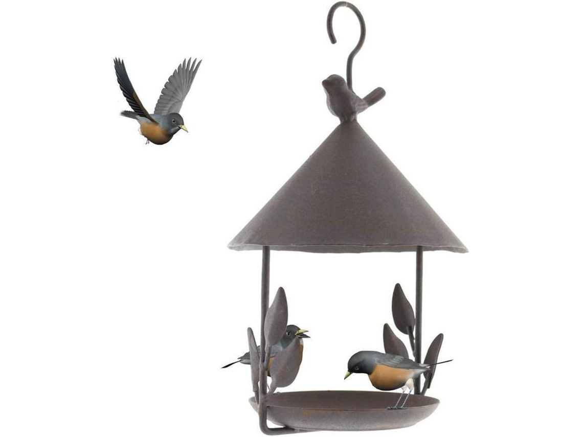 Comedero De Pájaro Colgante De Hierro Fundido Para Exteriores Jardín Balcón