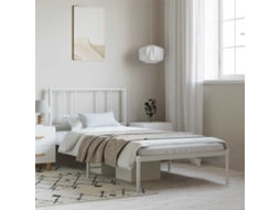 Vidaxl Estrutura De Cama Com Cabeceira 100x200 Cm Metal Branco