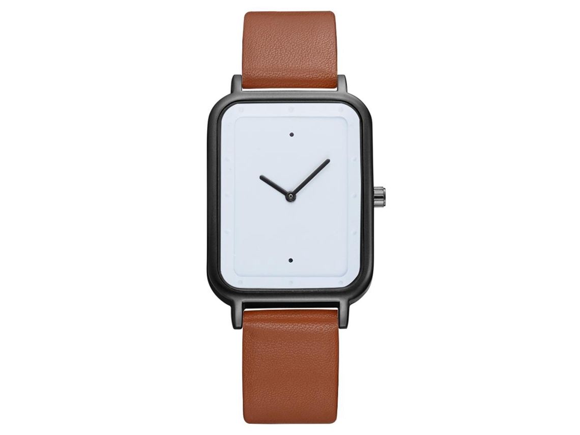 Relógio masculino Tomi Fashion Business, com pulseira de PU analógica e movimento de quartzo, nas cores marrom e preto.
