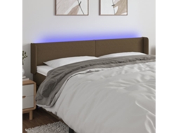 Vidaxl Cabeceira De Cama C/ Luzes Led Tecido 163x16x78/88 Cm Castanho