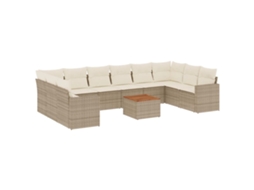 Maison Exclusive - 11 Pcs Conjunto Sofás De Jardim C/ Almofadões Vime Pe Bege