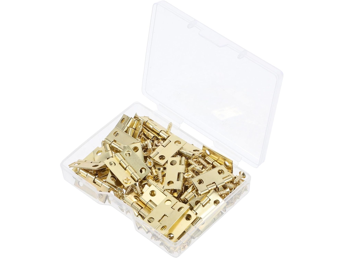 Mini Dobradiças 18x16mm 50 Peças Ferro Dourado Estilo Retrô