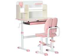 Conjunto de Escrivaninha e Cadeira Infantil, com Altura Ajustável, Tampo Basculante, Rosa, 80 X 52 X 88 Cm | S/MARCA