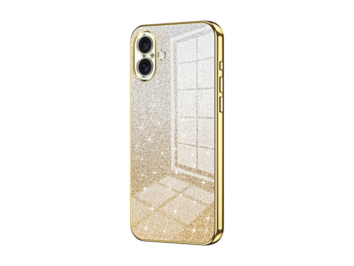 Capa Para Iphone 16 Plus - Glitter Degradê - Acabamento Eletroplaqueado