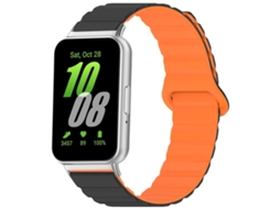 Bracelete para Samsung Galaxy Fit 3 Silicone Brilhante Magnético Loop Preto e Laranja XIAOMOYU