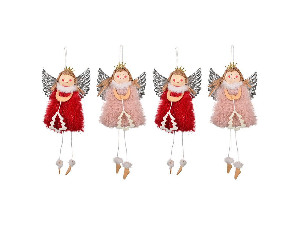 Decoração de Natal Anjo Boneca Pingente Árvore Enfeites Pendurados Artesanato de Natal Decorações de Elfos Vermelhorosa