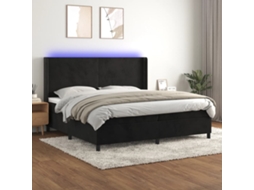 Vidaxl Cama Box Spring C/ Colchão/led 200x200 Cm Veludo Preto