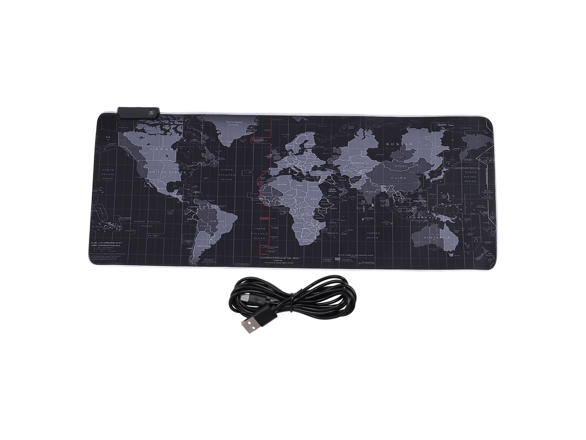 Mouse Pad Rgb Para Jogos Com Luz Led Grande Tapete De Teclado Para Computador Anti-derrubaduras Mapa Do Mundo