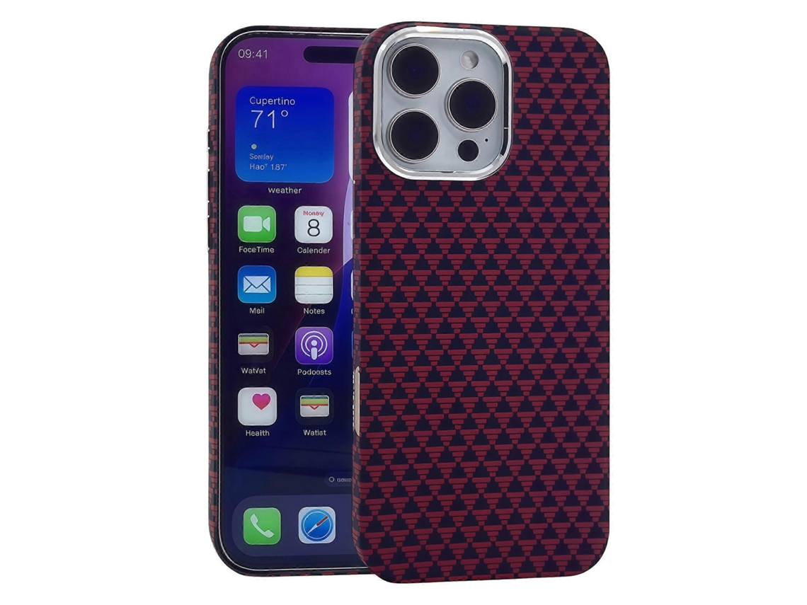 Capa Tkdaddy Para Iphone 16 Pro Compatível Com Magsafe, Capa De Telefone Rígida De Fibra De Carbono Com Textura Vermelha