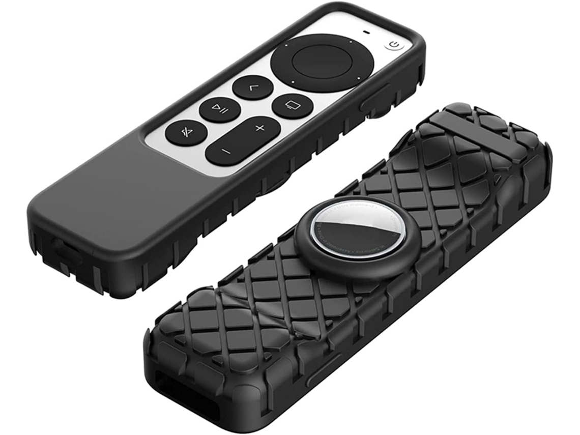 Capa De Silicone Para Controle Remoto Com Compartimento Para Airtag (preta), Compatível Com Apple Tv 4k De 6ª Geração (2021) E Controle Remoto Airtag.