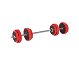 Set de Halteres Pesos 2 em 1 de 20kg.discos com Revestimento Plástico Antirrisco.vermelho e Preto BTFORUS